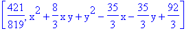 [421/819, x^2+8/3*x*y+y^2-35/3*x-35/3*y+92/3]